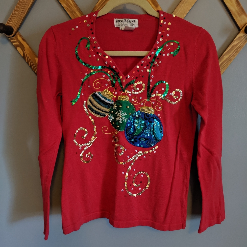Red ornament Christmas sweater